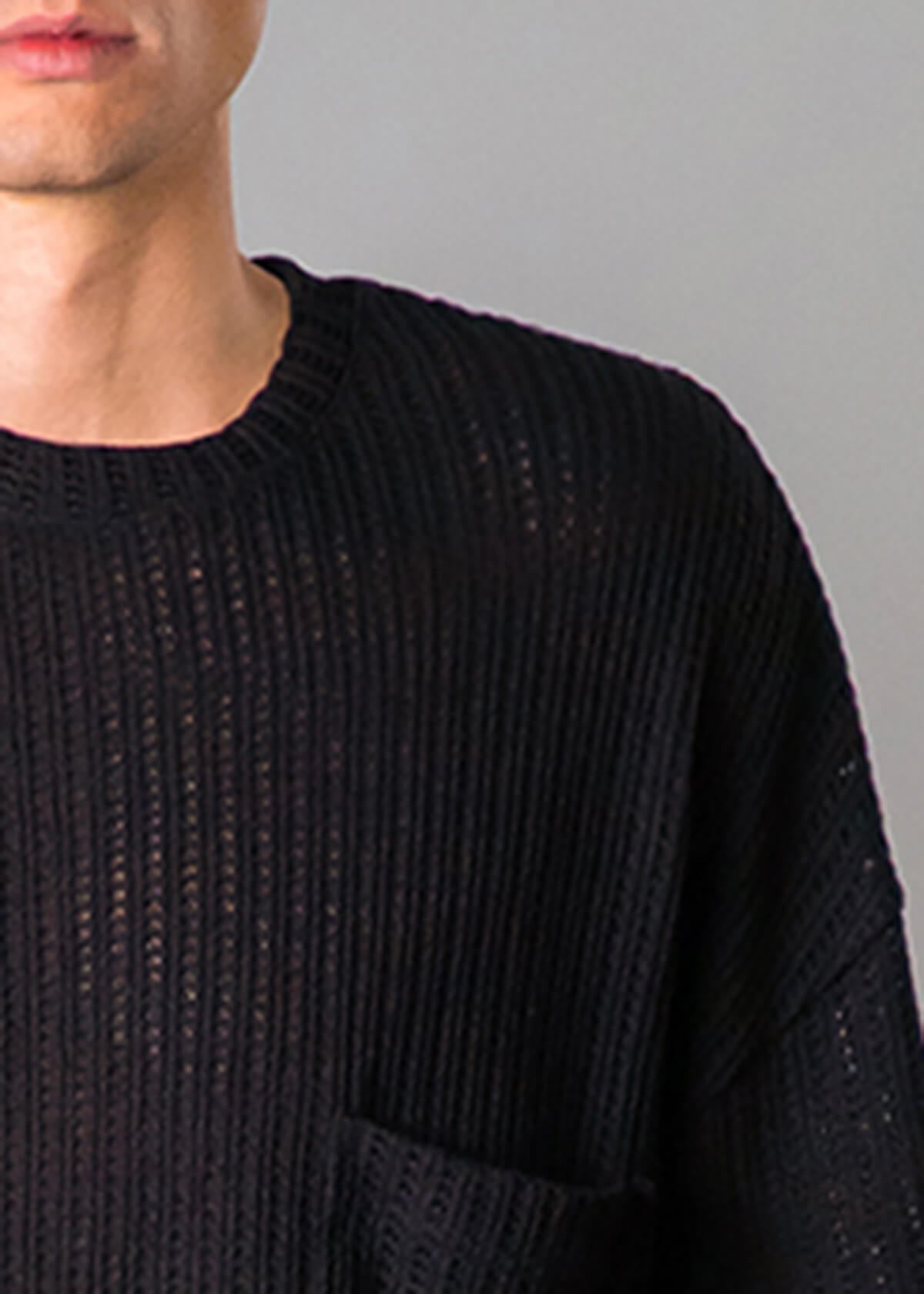 Black Open Weave Tee