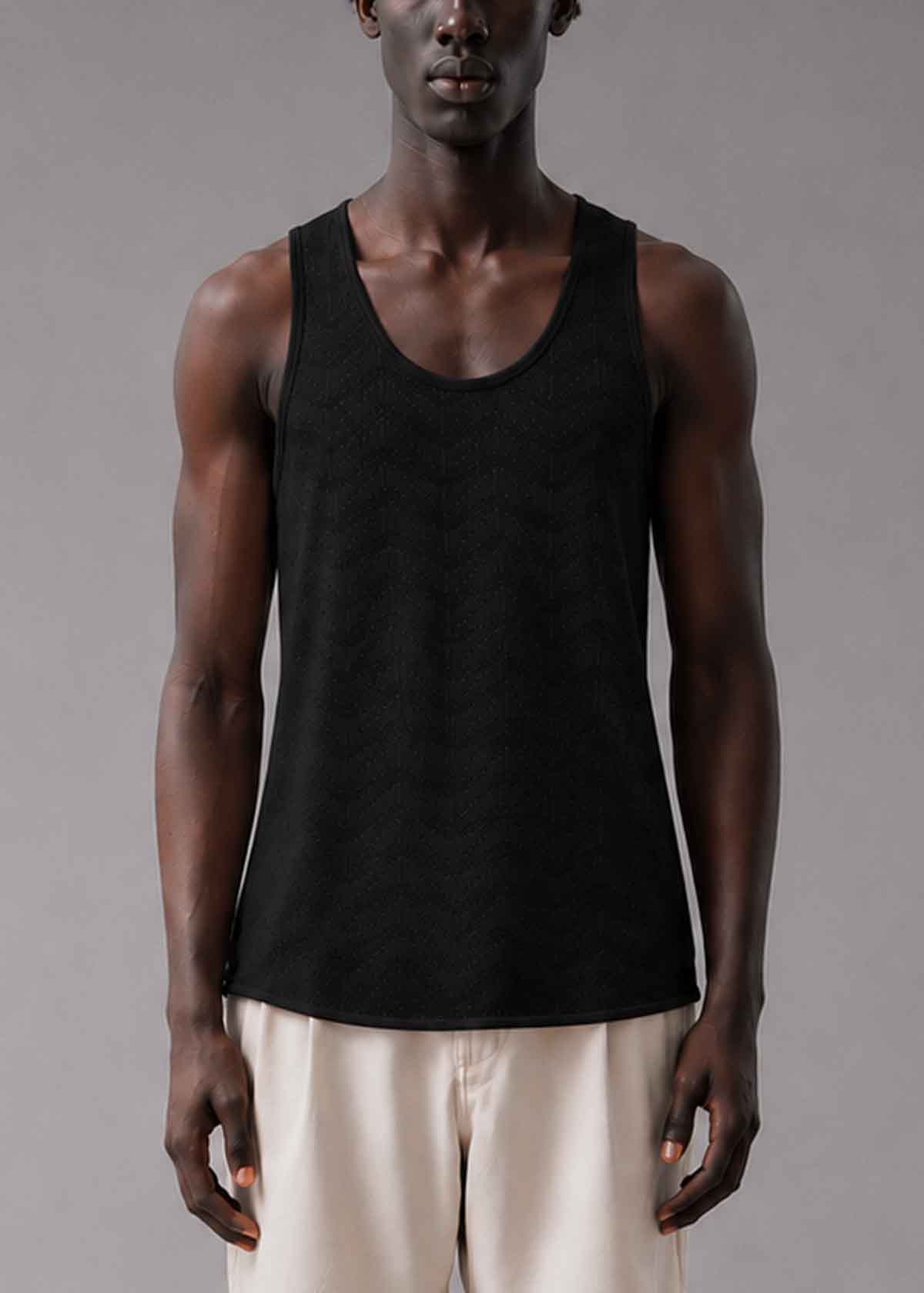 Open Weave Tank Black