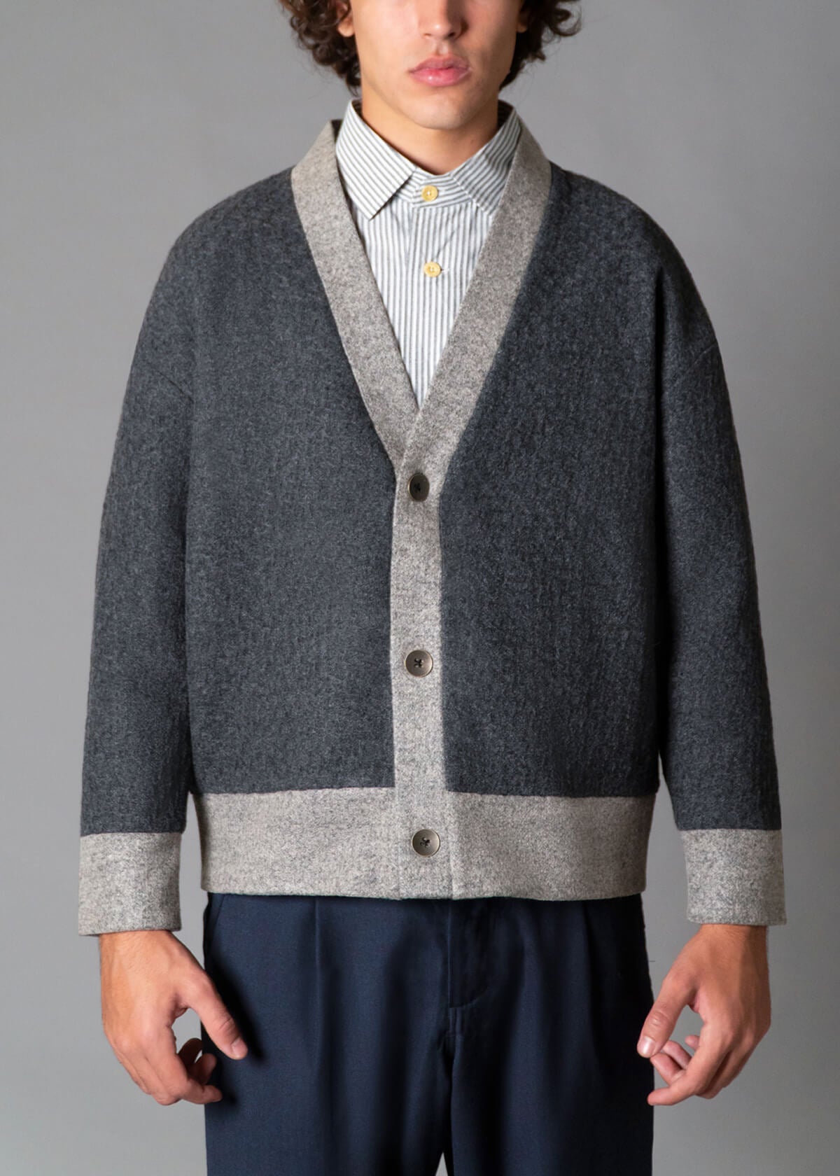 2-Tone Cardigan Charcoal