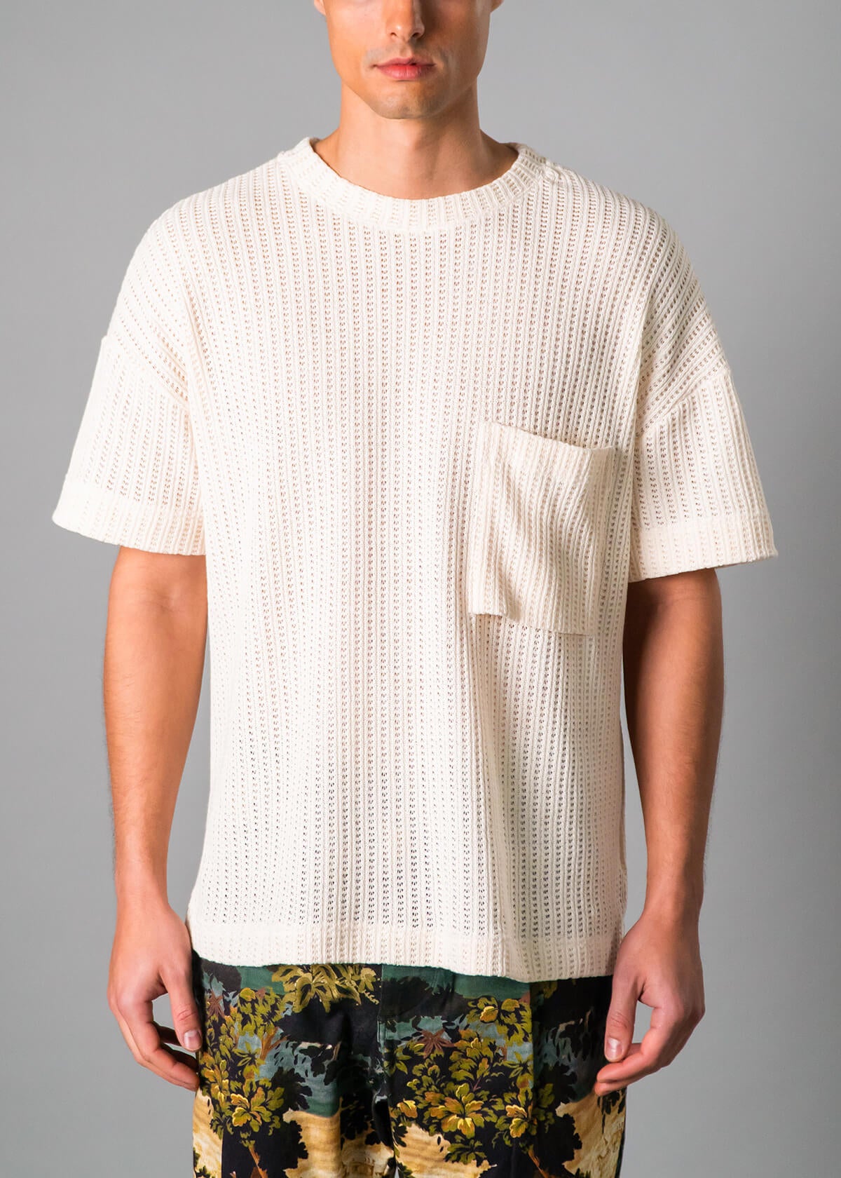 Cream Open Weave Tee