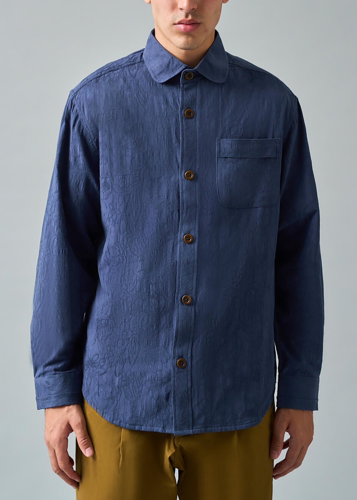 Jacquard Solid Navy Shirt