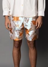 men's short in brocade with a light flower pattern