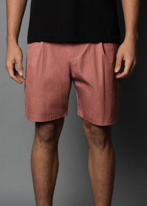 waxed fabric tobacco colored shorts for men