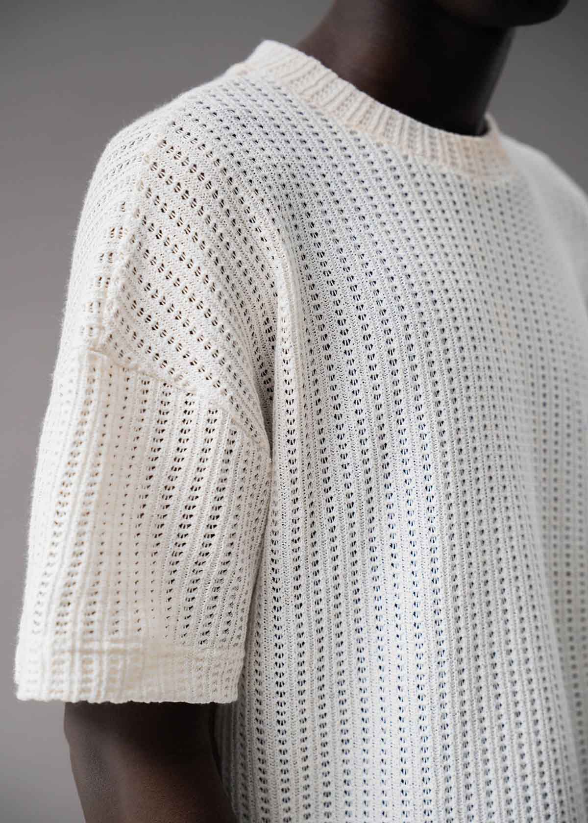 White Open Weave Crew