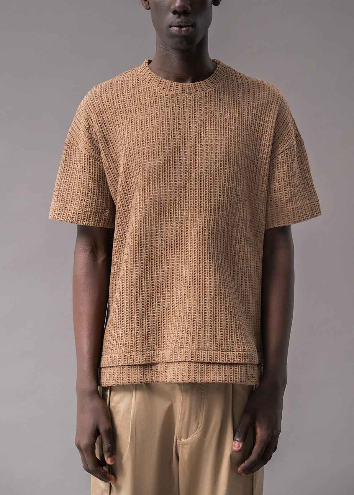 Almond Open Weave Crew