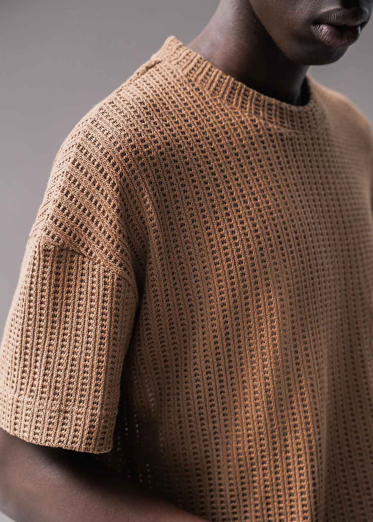 Almond Open Weave Crew