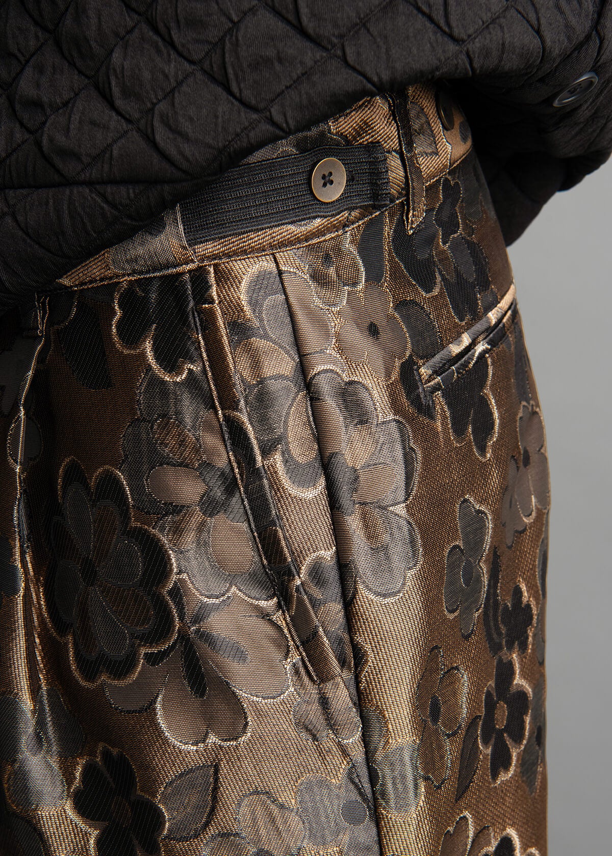 Bronze Brocade Pant: Boxer Cropped Fit