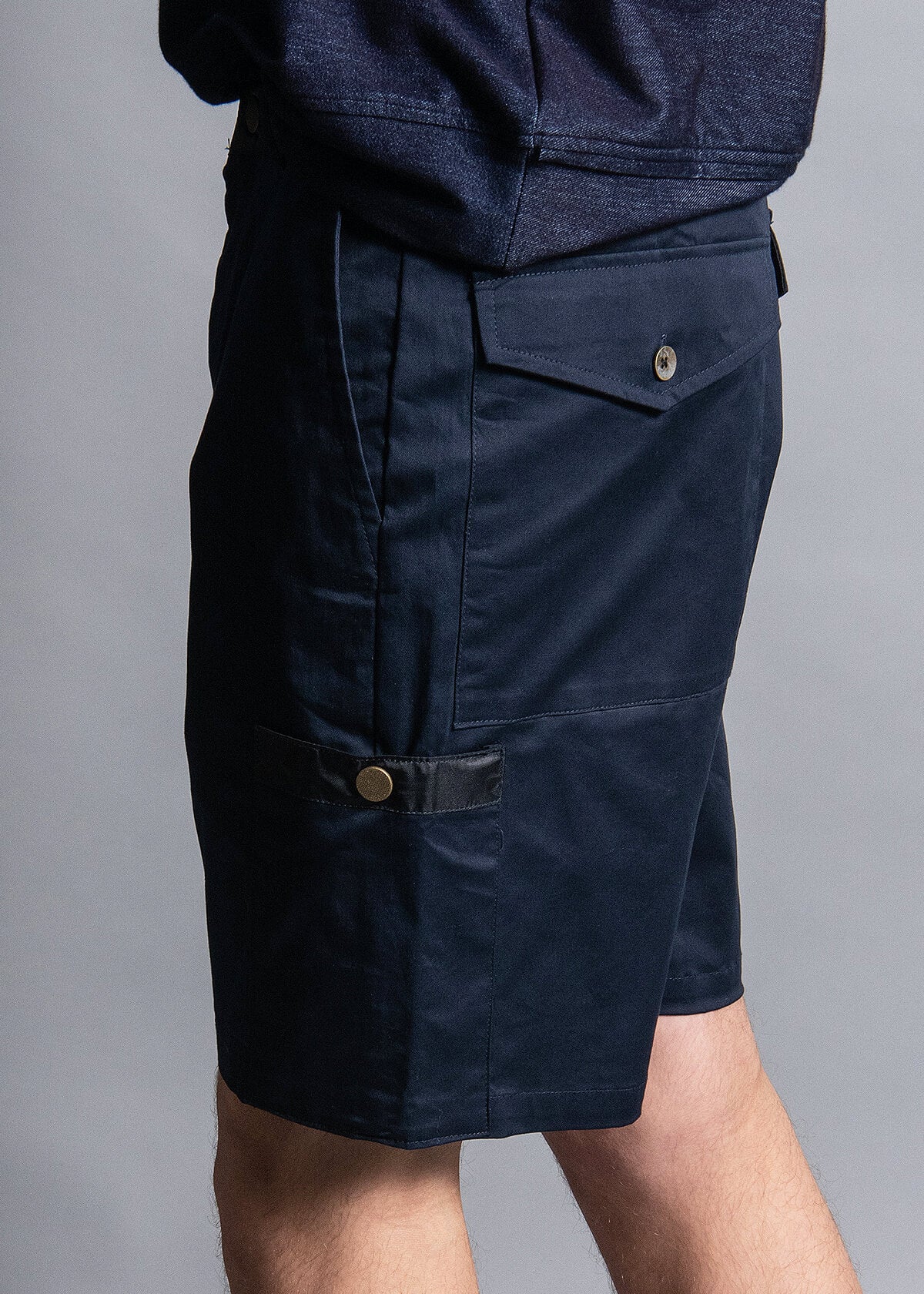 men's dark blue cargo cotton shorts