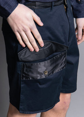 ASYMMETRICAL MIDNIGHT CARGO SHORT